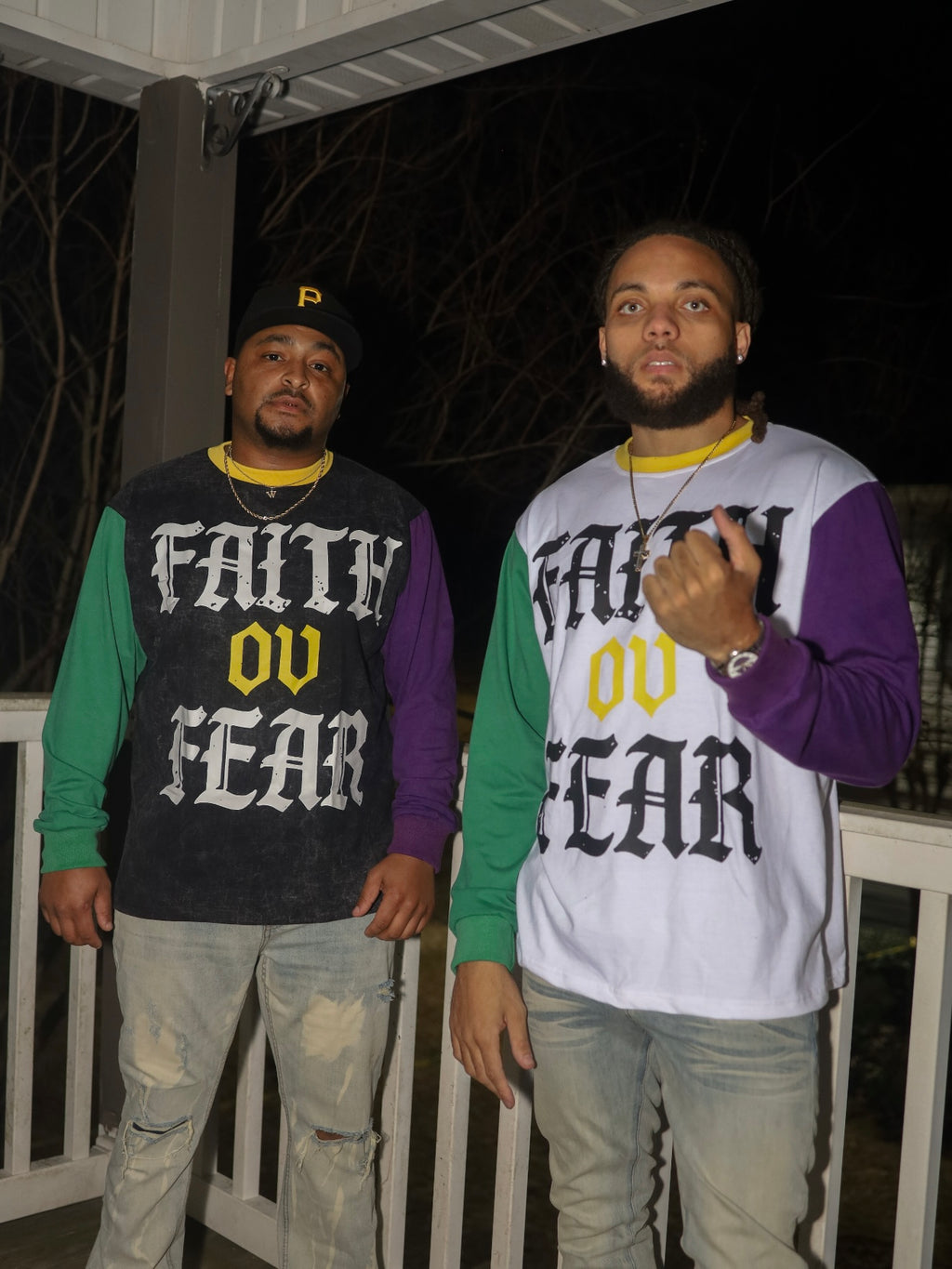 WHITE MARDI GRAS LONG SLEEVE SHIRT