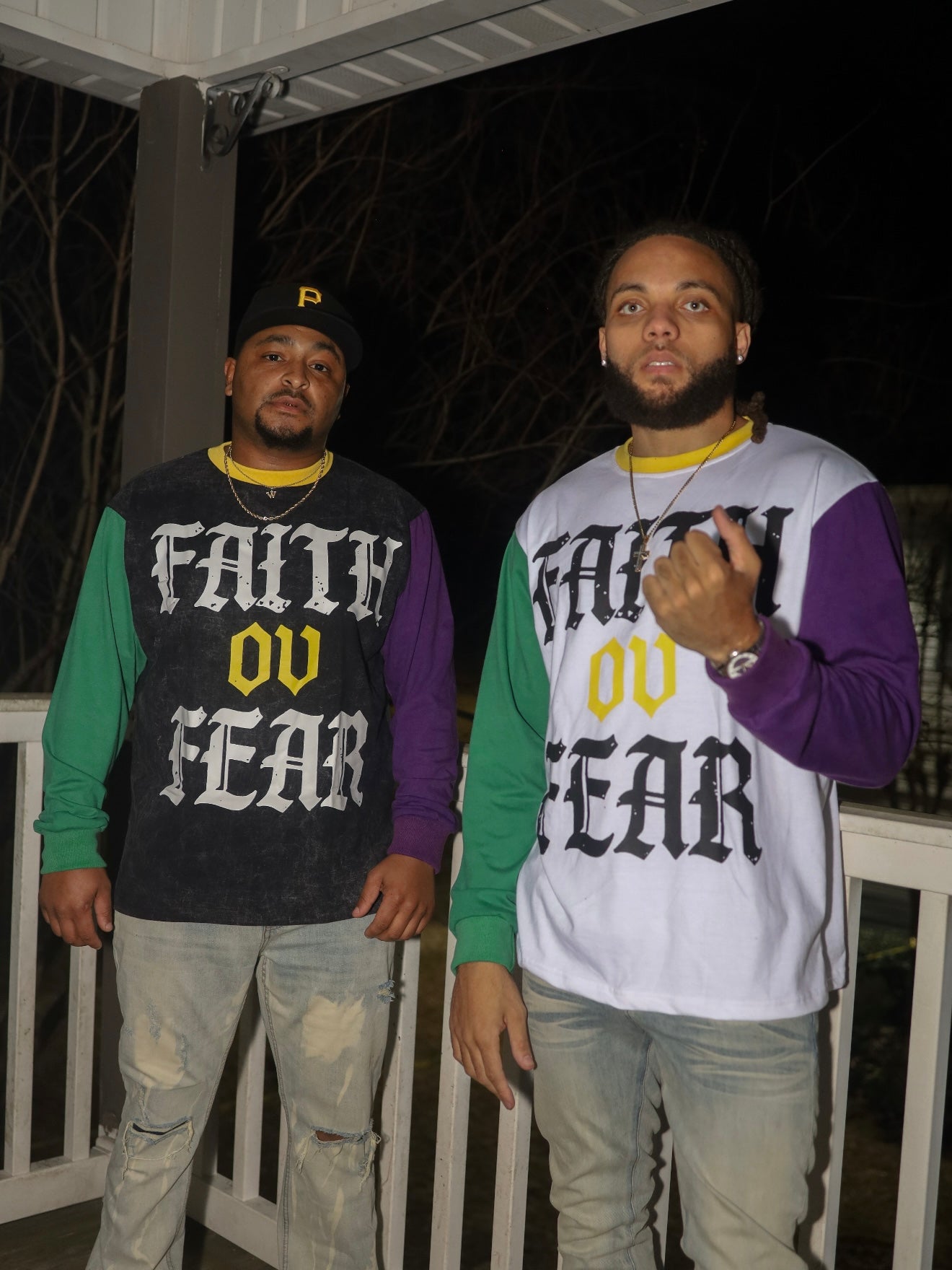 WHITE MARDI GRAS LONG SLEEVE SHIRT