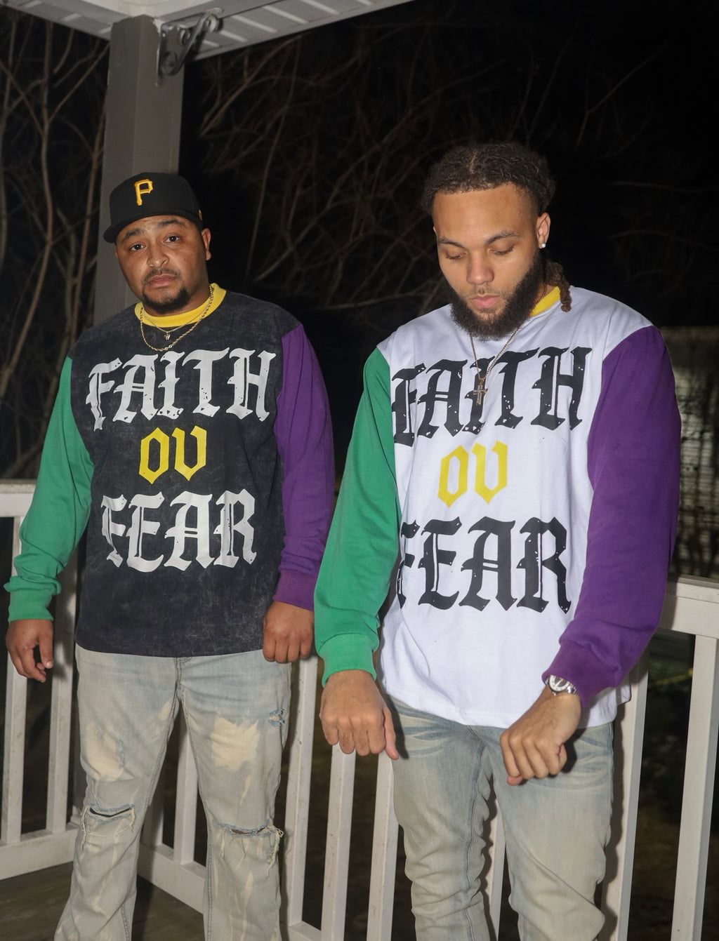 WHITE MARDI GRAS LONG SLEEVE SHIRT